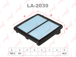 Фильтр воздушный LYNXauto LA-2039. Для HONDA Хонда Civic(Цивик)(FD) 1.3h 06>, фото 1