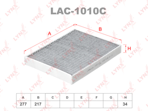 Фильтр салонный угольный LYNXauto LAC-1010C. Для: AUDI Q7 06>, PORSCHE Cayenne 02>, VW Amarok 10> / Touareg(7L) 02>/Transporter 5 03>, фото 1