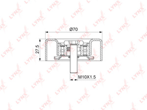 Ролик направляющий / приводной LYNXauto PB-7203. Для: HYUNDAI Accent(LC) 1.5D 02> / Elantra(XD) 2.0D 01> / Getz 1.5D 03-05 / Grandeur 2.2D 06> / i30 2.0D 07-11 / Matrix 1.5D 01-10 / Santa Fe(CM / SM) 2.0D-2.2D 01> / Sonata(NF) 2.0D 06> / Trajet 2.0D 01-08, фото 1