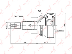 ШРУС наружный LYNXauto CO-3758A. Для: LEXUS RX330-400h 03-08, TOYOTA Harrier 3.3-3.5 03-12 / Highlander 3.3 05-07, фото 1