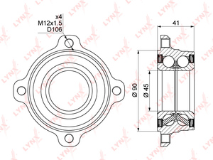 Подшипник ступицы задний с ABS LYNXauto WB-1472. Для: BMW 5(E60/61) 2.0-5.0 04> / 6(E63 / 4) 3.0-5.0 04> / 7(E65-7) 3.0-6.0 02> / X5(E53) 3.0-4.6 00>, фото 1