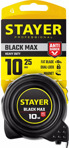 Рулетка с двумя фиксаторами STAYER BlackMax 10м х 25мм 3410-10, фото 3