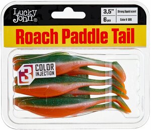Виброхвосты съедоб. искусст. LJ Pro Series ROACH PADDLE TAIL 3.5in (08.89)/G06 6шт., фото 3