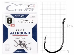 Крючки Cobra Allround HINNU сер. CA119 разм. 008 10шт., фото 2