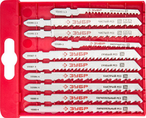 ЗУБР по дереву и металлу, пласт. бокс, 10 шт., набор полотна для эл/лобзика 15580-H10, фото 1