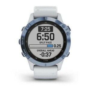 Черные часы Garmin Fenix 6 PRO Solar синий минерал с белым ремешком, фото 3
