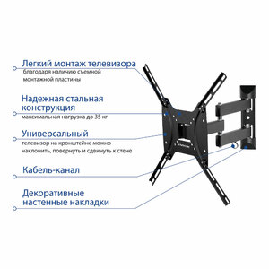 Настенный кронштейн для LED/LCD телевизоров KROMAX DIX-24 BLACK, фото 9