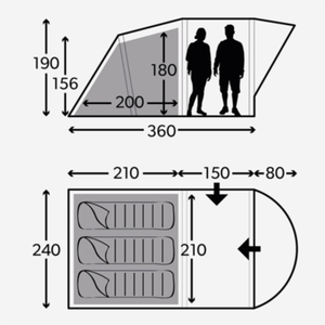 Надувная палатка для кемпинга, 3-местная Dometic Kampa Brean 3 AIR, фото 5