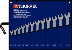 Thorvik CWIS0012 Набор ключей гаечных комбинированных дюймовых в сумке 1/4"--15/16", 12 предметов, фото 1