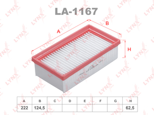 Фильтр воздушный LYNXauto LA-1167. Для: RENAULT Kaptur 16> 1.3 Tce, фото 1