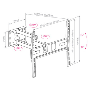 Кронштейн для LED/LCD телевизоров Arm media PT-15 black, фото 3