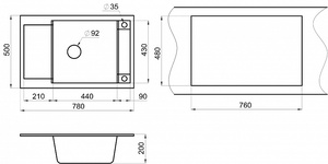 Мойка для кухни GRANULA 7806 (GR-7806 шварц), фото 3