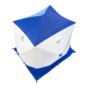 Палатка зимняя куб СЛЕДОПЫТ, 2,15х2,15 м, S по полу 4,6 кв.м, 3 слоя, цвет синий/белый, фото 5