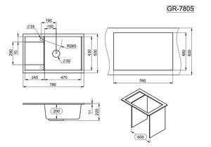 Мойка для кухни GRANULA 7805 (GR-7805 шварц), фото 3