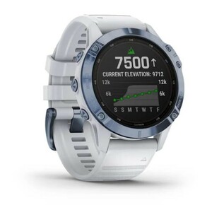 Черные часы Garmin Fenix 6 PRO Solar синий минерал с белым ремешком, фото 2