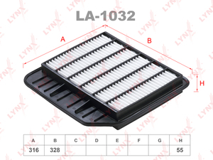 Фильтр воздушный LYNXauto LA-1032. Для INFINITI Инфинити QX56 07-13/QX80 5.6 13>/NISSAN Ниссан Patrol(Патрол) Y62 5.6 10-17, фото 1