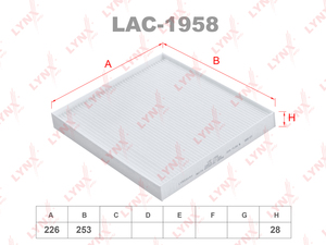Фильтр салонный LYNXauto LAC-1958. Для: HYUINDAI Sonata VII 14-19, фото 1