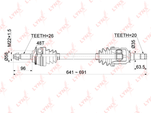 Привод в сборе L LYNXauto CD-1154A. Для: TOYOTA Caldina(T24) 1.8 02-07 / Corolla(E120) 1.8 00-07 / Matrix 1.8 02-07 / Will 1.8 01-04 / Wish 1.8 03-09, фото 1