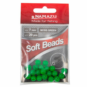 Бусина фидерная Namazu Soft Beads, PVC, d-7 мм, круглая, цв. темно-зеленый (20 шт.), фото 3