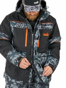 Костюм зимний Norfin DISCOVERY 3 CAMO 04 (серо-черный, размер XL), фото 4