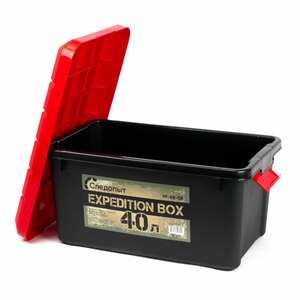 Ящик многофункц. особопрочный СЛЕДОПЫТ Expedition Box, 40 л, 600х360х320 мм, цв. черный/красный, фото 2