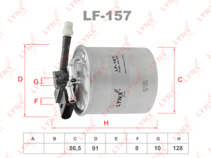 Фильтр топливный LYNXauto LF-157. Для C180-250d(W204) 08-14/CLS220d-250(X218) 11-17/E200-300(W212) 09-16/GLC220d-250d(X253) 15-19/GLE250(W166) 15-18/GLK200d-250d(X204) 09-15/S250D-300D(W221/W222) 11-17, Sprinter(Спринтер) 2.2d 18>, фото 1