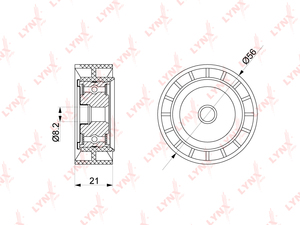 Ролик направляющий / приводной LYNXauto PB-7106. Для: RENAULT Logan I-II 1.2 06> / Sandero I-II 1.2 08> / Clio II 1.2 98> / Kangoo I 97>, фото 1