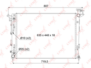 Радиатор охлаждения (технология пайки) AT LYNXauto RB-1063. Для: Hyundai, Хендай ix35 2.0 10>, Kia, Киа,  Sportage(Спортаж)(SL) 2.0 10>., фото 3