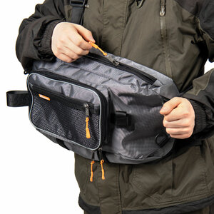 Сумка-рюкзак рыболовная "СЛЕДОПЫТ" Sling Shoulder Bag, 44х24х17 см, цв. серый, фото 11