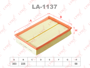 Фильтр воздушный LYNXauto LA-1137. Для: LAND ROVER Discovery III-IV 2.7TD-4.4 04> / Range Rover III 3.5TD 06> / Range Rover Sport 2.7TD-4.2 05>, фото 1