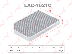 Фильтр салонный угольный LYNXauto LAC-1621C. Для PORSHE Panamera 16>/Taycan 19>, BENTLEY Continental 18>, фото 1