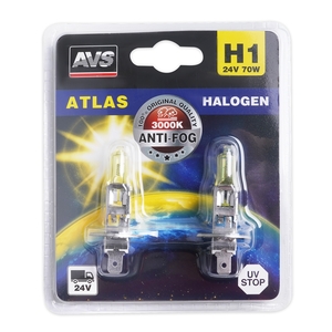 Галогенная автомобильная лампа AVS ATLAS, H1, 24 В, 70 Вт, 3000 К, цоколь P14.5s, 2 шт., фото 2