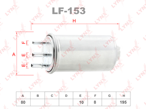 Фильтр топливный LYNXauto LF-153. Для: RENAULT Рено Duster(Дастер) 1.5D 10> / Logan(Логан)/Sandero(Сандеро) I 1.5D 06>, фото 1