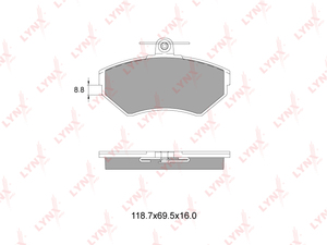 Колодки тормозные передние LYNXauto BD-8009. Для: VW Фольксваген Caddy 1.4-1.6 95-04 / Golf(Гольф) III 1.4-2.0 91-97 / Lupo 1.4-1.7D 98-05 / Passat(Пассат) 1.6-2.0 >96 / Polo 1.4-1.6 96-01 / Vento 1.4-2.0 91-98, SEAT Arosa 1.4-1.4D 00-04 / Cordoba 1.4-2.0, фото 1