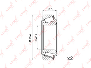 Подшипник ступицы передний LYNXauto WB-1089. Для: MITSUBISHI L200(K6/K7) 2.5D 96-07 / L300 1.8-2.5D 86> / Pajero I-II 2.5D-3.0 90-00 / Pajero Sport I 2.5D-3.0 98>, HYUNDAI Galloper 2.5D-3.0 91-98 / Terracan 2.5D-3.5 01-06, фото 1