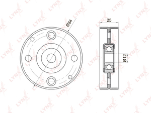 Ролик натяжного механизма / приводной LYNXauto PB-5014. Для: Nissan, Ниссан, Almera(Алмера)(N16) 1.5-1.8 00> / Micra(Микра)(K11) 1.0-1.3 00> / Primera(Примера)(P11) 1.6-1.8 99-01 / ., фото 2