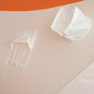 Палатка зимняя куб СЛЕДОПЫТ 2,1 х2,1 м, Oxford 210D PU 1000, S по полу 4,4 кв.м, цвет оранжевый/белый, фото 13