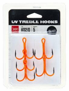 Крючки-тройники Lucky John  Orange UV LJH201 разм.K02 5 шт., фото 4
