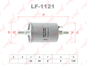 Фильтр топливный LYNXauto LF-1121. Для: CHEVROLET Aveo 1.2-1.4 06> / Kalos 1.2-1.4 05>, DAEWOO Kalos 1.2-1.4 02>, фото 1