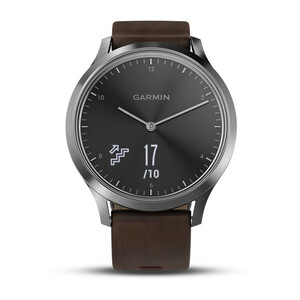 Garmin Vivomove HR серебряные с темно-коричневым кожаным ремешком, фото 7