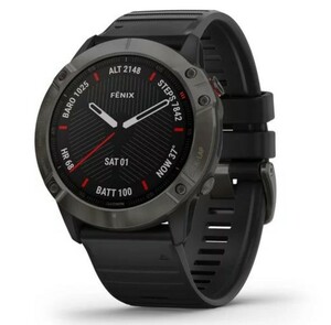 Garmin Fenix 6X Sapphire серый DLC с черным ремешком, фото 1
