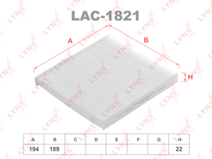 Фильтр салонный LYNXauto LAC-1821. Для GAC GS8 21>, фото 1