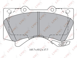 Колодки тормозные передние  LYNXauto BD-7580. Для: Toyota, Тойота, Land Cruiser(ЛэндКрузер) (J200) 08>. 

Длина, мм 143,7. 
Высота, мм 83,2. 
Толщина, мм 17,7., фото 2