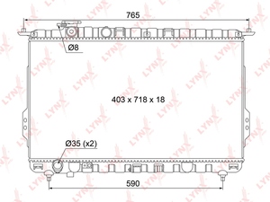 Радиатор охлаждения (технология пайки) MT LYNXauto RB-1067. Для HYUNDAI Хендаи Sonata(Соната)(EF) 2.0-2.7 98-04/XG 2.5-3.0 98-05, KIA Киа Magentis(GD) 2.0-2.5 01>, фото 1