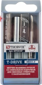 Thorvik MTG305SP Метчик машинно-ручной T-DRIVE со спиральной подточкой для сквозных отверстий с направляющей в наборе М3х0.5, HSS-G, фото 2