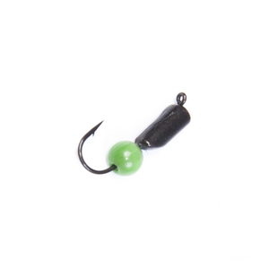 Мормышка вольфрамовая Lucky John СТОЛБИК с петелькой и бисером зеленый кошачий глаз 070/025/11, фото 2