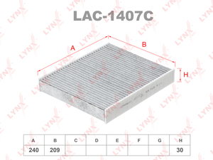 Фильтр салонный угольный LYNXauto LAC-1407C. Для: FORD Focus III 11> / C-Max 07> / Galaxy 06> / Kuga 08> / Mondeo 07> / S-Max 07>, фото 1