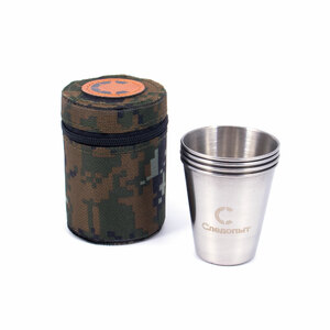 Рюмка-стопка "СЛЕДОПЫТ" 60 мл в тубе из oxford camo pixel, рюмки без оплетки, 4 шт, фото 3