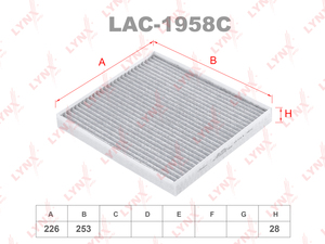 Фильтр салонный угольный LYNXauto LAC-1958C. Для HYUNDAI Хендаи Sonata(Соната) VII 2.0, 2.4 14-19, KIA Киа Optima(Оптима) 2.0 Gdi Hybrid 16>, фото 1