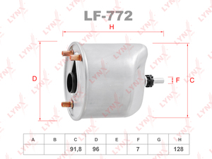 Фильтр топливный LYNXauto LF-772. Для: CITROEN Ситроен Berlingo(Берлинго) II 08> 1.6 Hdi / C-Elysee 12> 1.6 HDI / C3/Picasso II 09-16 1.4 HDI, 1.6 HDi / C4/Picasso 09> 1.6 HDi / C5 III 10-15 1.6 HDi / DS3/DS4/DS5 09-12 1.6 Hdi / Jumpy II 07-16 1.6 Hdi, FI, фото 1